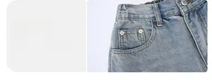 Detailansicht der Jeans-Tasche im US-Stil mit klassischen orangefarbenen Nähten und Nieten
