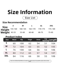 Detailed size chart with height and weight guide for tactical cargo pants measurements