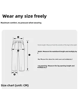 Guía detallada de tallas con métodos de medición para pantalones anchos casuales de hombre