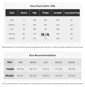Size chart for wool wide leg trousers including measurements in CM for S to 2XL