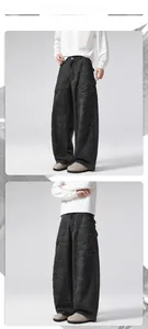 Detail show of loose fit camouflage cargo pants with multi-pockets and vintage washed texture