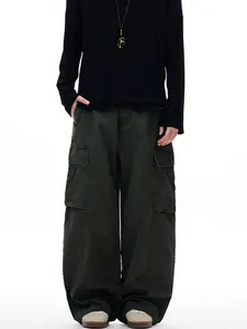 Men's Multi-Pocket Cargo Pants Cotton Straight Loose Fit Casual Techwear Paratrooper Trousers For Men Everyday Wear