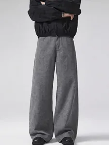 Jeans da Uomo Vintage Lavati Grigio Gamba Larga Streetwear Americano Vestibilità Larga Pantaloni Denim Dritti High Street Casual