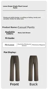 Vue détaillée du pantalon décontracté marron foncé avec taille élastique et poches arrière