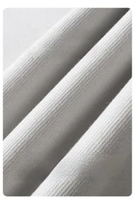 Detail of light gray high-density knitted fabric with anti-wrinkle and fade-resistant texture