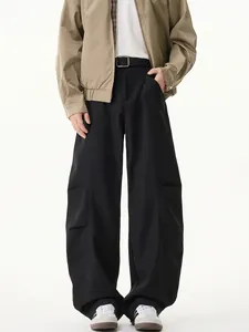 Pantalon Cargo Homme High Street Cleanfit Jambe Courbée Plissé Jambe Large Mélange de Coton Streetwear Ample
