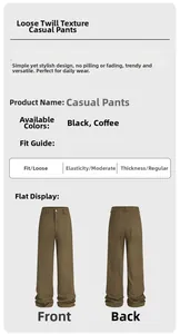 Detailed view of wide-leg cargo pants featuring durable twill fabric and back utility pocket