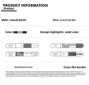 Detailed size chart and fabric care specifications for American retro baggy cargo pants