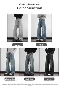 Fünffarbige Auswahl an Vintage-Herrenjeans mit weitem Bein in Grau, Blau und Schwarz