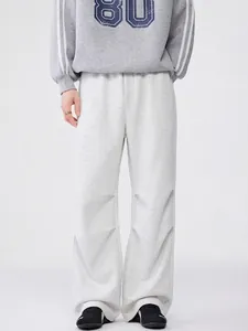 Herren Weites Bein Sweatpants Lässig Lockere Passform Baumwollmischung Gestrickte Sporthose Mit Kordelzug Taschen Streetwear