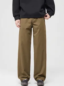 Men's Vintage American Style Wide Leg Cargo Pants Loose Straight Wear Resistant Work Trousers Fashion Casual Bottoms