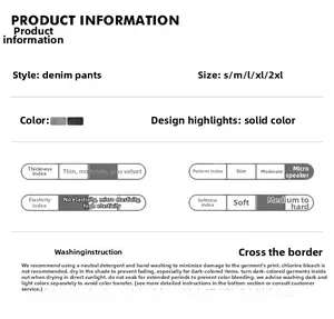 Detailed size guide and washing instructions for American high street flare jeans