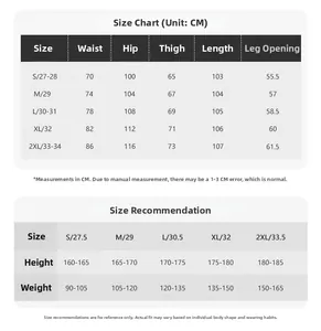 Size chart for star rivet trousers showing waist, hip, and length in CM for S to 2XL
