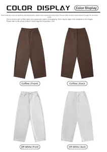 Vues avant et arrière du pantalon en jean décontracté en couleurs café et blanc cassé