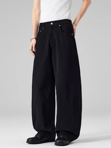 Jean ample à jambe large pour hommes et femmes en couleur noire élégante mode
