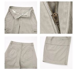 Détails du pantalon cargo kaki avec taille haute et fermeture éclair YKK de haute qualité