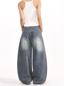 Pantaloni uomo baggy a gamba larga stile vintage slavato per un look streetwear casual