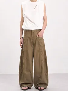 Herren Baggy Weites Bein Cargohose High Street Casual Baumwolle Köper Viele Taschen Locker Fit Gebogener Schnitt Hosen