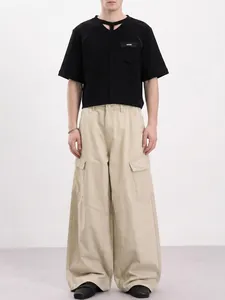 Pantaloni Cargo Uomo American Vintage Street Gamba Larga Deostruita Grandi Tasche Casual in Cotone per Giovani Uomini