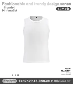Detail shot of white ribbed tank top neck and textured fabric with slim fit cut