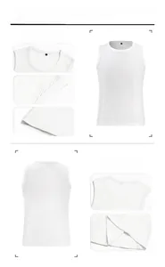 Detail view of white ribbed texture fabric and stitching on minimalist sleeveless vest