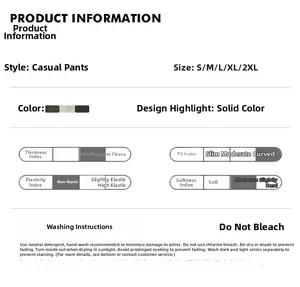 Detailed size chart and washing guide for retro wide-leg street style cargo pants