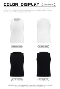 Detail view of ribbed cotton tank tops in rice white and black colors with front and back views
