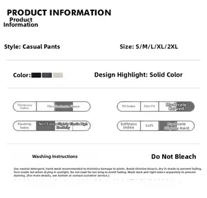 Size chart and fabric details for multi-pocket techwear cargo pants with 3D cut design