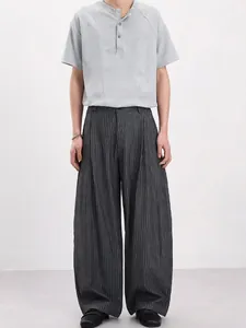 Men Retro Old Money Pinstripe Wide Leg Trousers Smart Casual Loose Straight Slacks Fashion Office Business Pants For Men