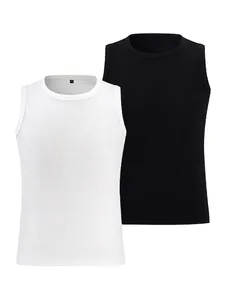 Men Retro Old Money Ribbed Tank Top 250g Cotton Slim Fit Sleeveless Crew Neck Vest Solid Color Summer Casual Undershirt