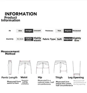 Detailed size chart and measurement guide for men's vintage straight-leg trousers