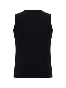 Classic black ribbed crewneck tank top featuring a soft texture and loose fit for summer