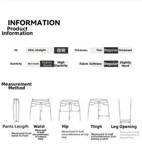 Guide des tailles et mesures détaillées pour jean noir coupe slim évasé pour hommes