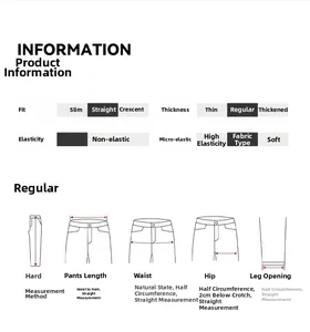 Size guide for Lyocell tencel straight leg pants with measurement instructions
