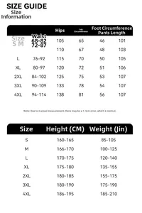 Detailed size chart for Lyocell casual sports pants with measurements and recommendations