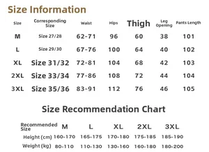 Tableau des tailles détaillé pour pantalon droit en soie glacée homme avec mesures