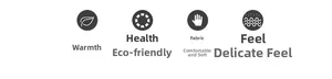 Infographic showing eco-friendly fabric, soft texture, and breathable warmth of the denim jeans