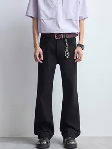 Pantalon Jeans Micro Flare Noir pour Hommes Cleanfit Coupe Slim Délavé Denim Pantalon Long Rétro Vibe Casual Streetwear