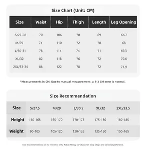 Detailed size guide for men's baggy denim shorts with waist and hip measurements