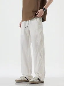 Men's Casual Lyocell Cotton Blend Cargo Pants Loose Straight Leg Drawstring Waist Quick Dry Breathable Streetwear Trousers