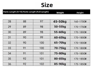 Guide des tailles détaillé pour pantalons décontractés hommes avec longueur et poids