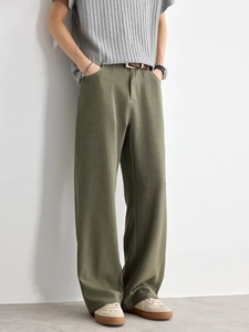 Pantaloni sportivi da uomo verde oliva a gamba dritta con trama verticale e vestibilità