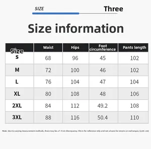 Detailed size guide table for American high street washed long straight denim jeans