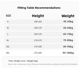 Guide des tailles détaillé pour pantalons cargo en coton avec recommandations de poids et taille