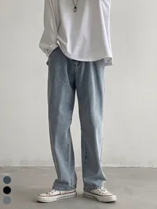 Heren Amerikaanse Retro High Street Denim Jeans Losse Rechte Pasvorm Wijde Pijpen Casual Gewassen Katoenen Broek Streetwear