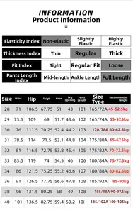 Tableau des tailles pour jeans droits délavés avec détails de taille et longueur