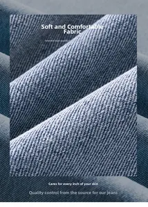 Primo piano del morbido tessuto denim blu che mostra la trama saia di alta qualità
