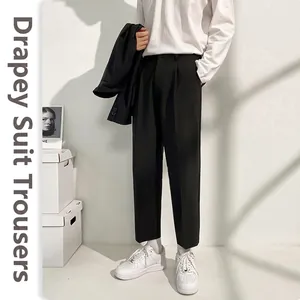 Pantalon de Costume Homme Business Décontracté Coupe Droite Séchage Rapide Drapé Style Coréen Minimaliste Été Bureau Formel