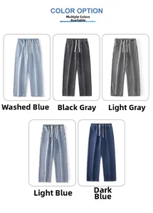 Selezione di jeans da uomo larghi a gamba dritta in vari lavaggi di blu e tonalità di grigio