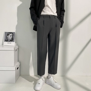 Pantalon habillé gris foncé pour homme coupe slim en tissu extensible à séchage rapide